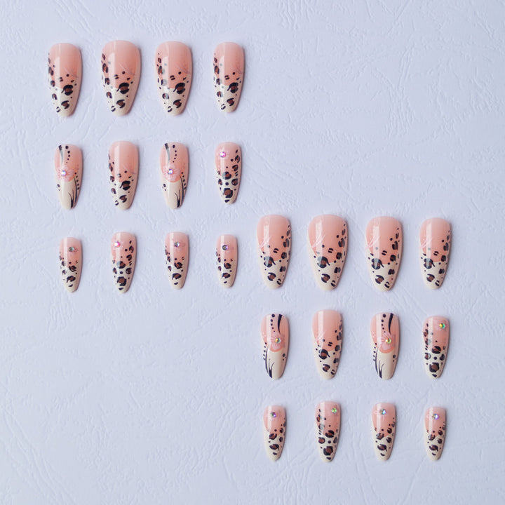 Artistic Leopard and Floral Nail Art Set