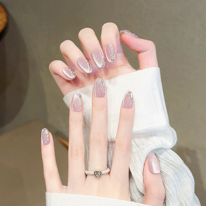 Elegant artificial nail tips with glitter effects Kalsten