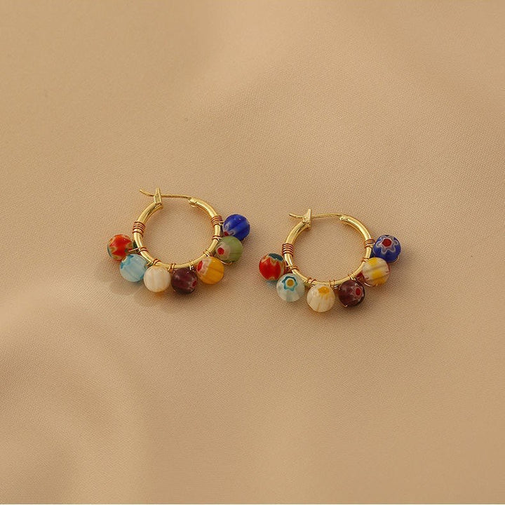 Colorful Beaded Hoop Earrings Kalsten