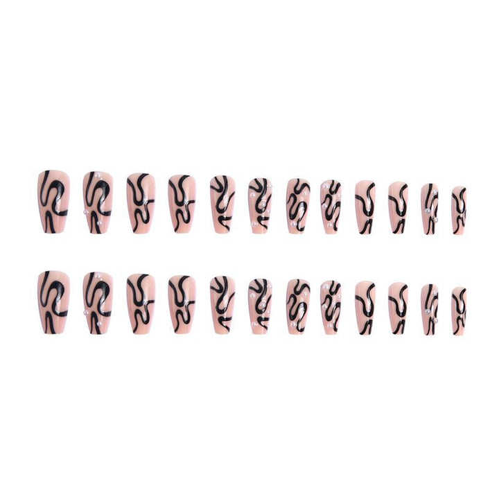 Artificial nail set with unique wave designs and glamorous accents Kalsten