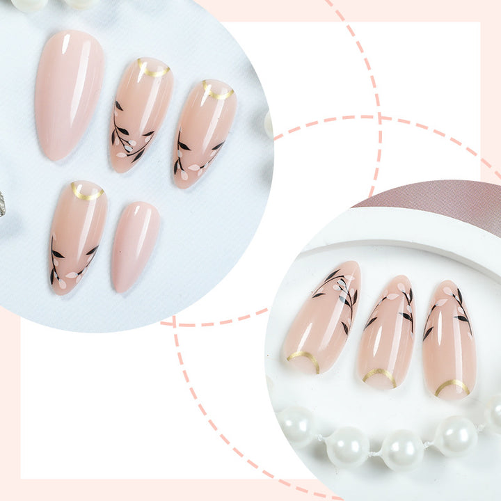 Premium Artistic Press-On Nail Art Set with Floral Accents Kalsten