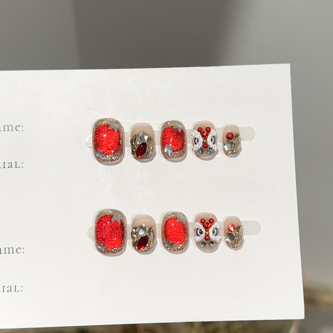 Glittery Character-Embellished Press-On Nail Set