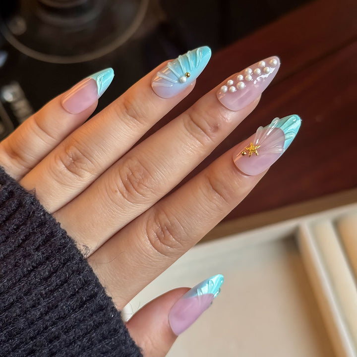 Artistic Ocean-Inspired Press-On Nail Set Kalsten