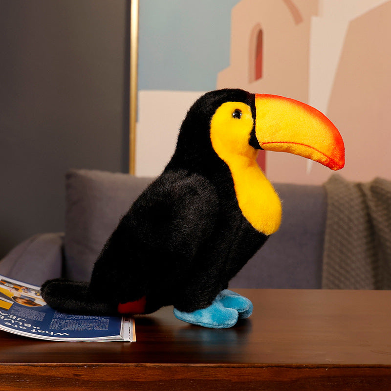 Lifelike Plush Parrot Toy with Embroidered Beak and Poseable Feet Kalsten