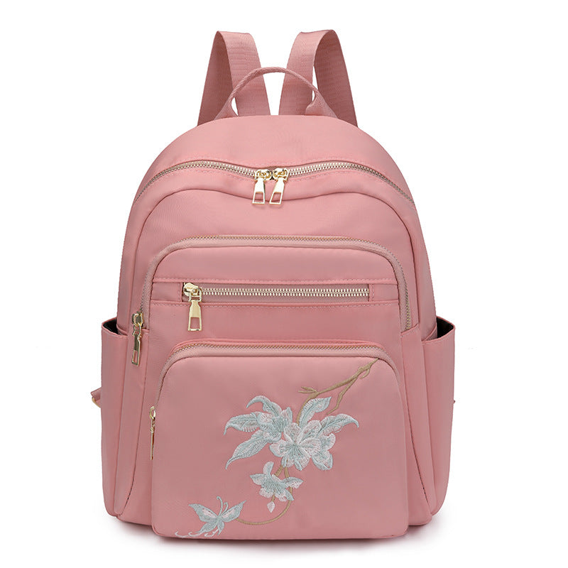 Embroidered Multi-Pocket Backpack