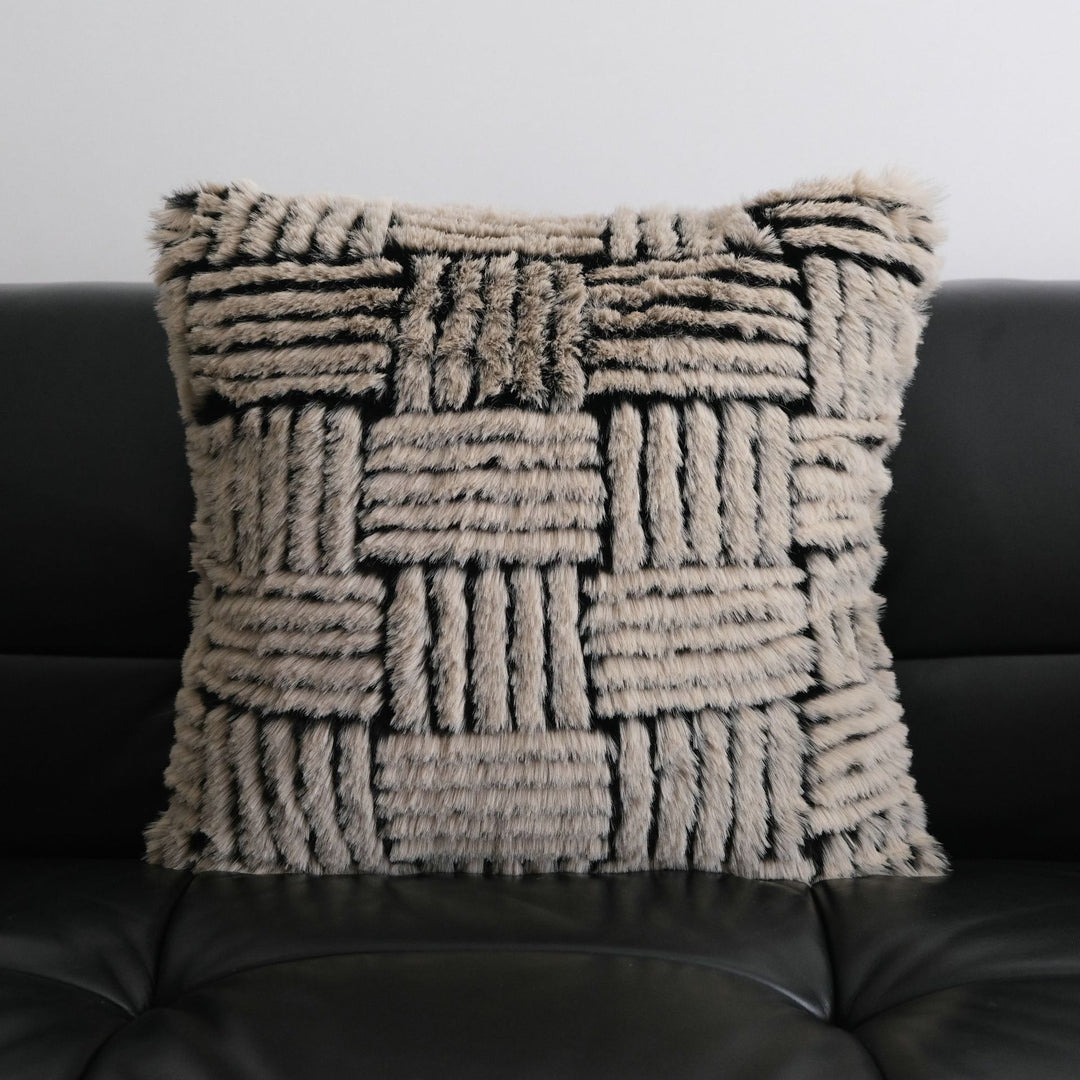 Chic Textured Fur Accent Pillow for Home Decor