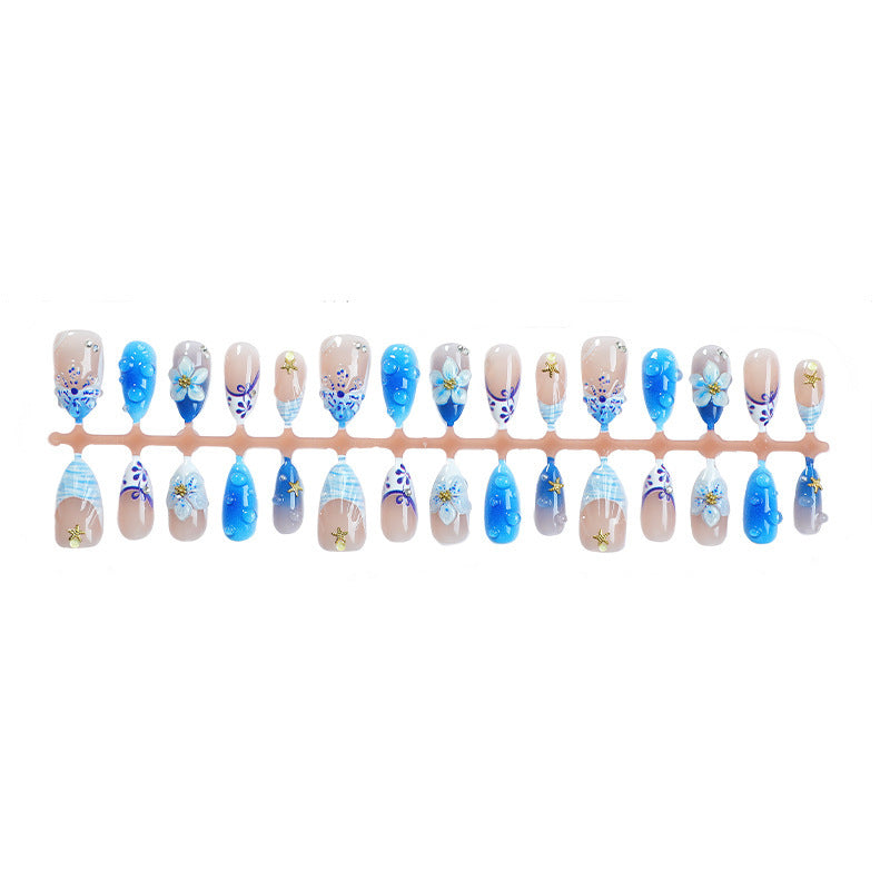 Artificial nail set with maritime motifs and floral design Kalsten