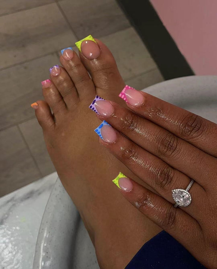 Vibrant Colorful Pedicure Nail Art Kalsten