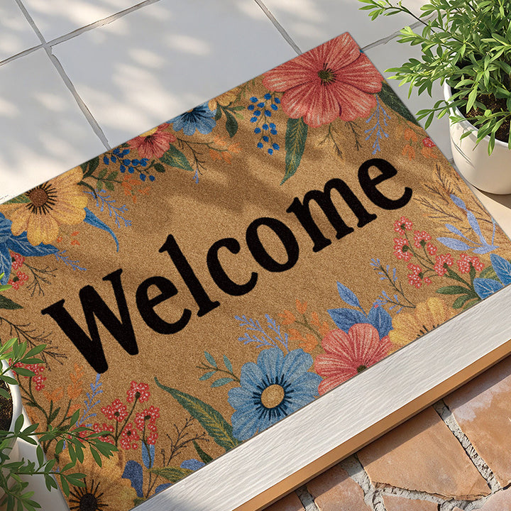 Floral Welcome Door Mat