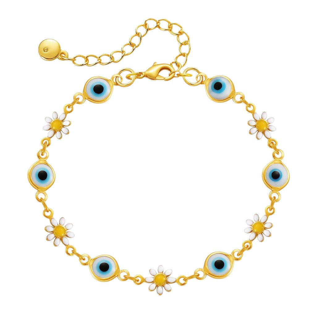 Floral Evil Eye Charm Anklet Kalsten