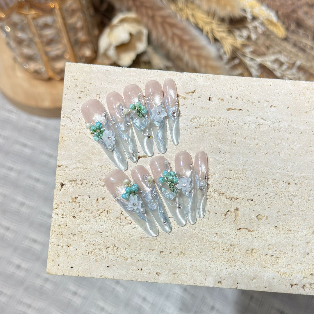 Elegant Floral Stiletto Nail Art Kalsten