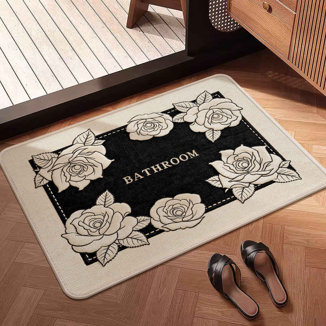 Luxurious Floral Embroidered Entrance Mat
