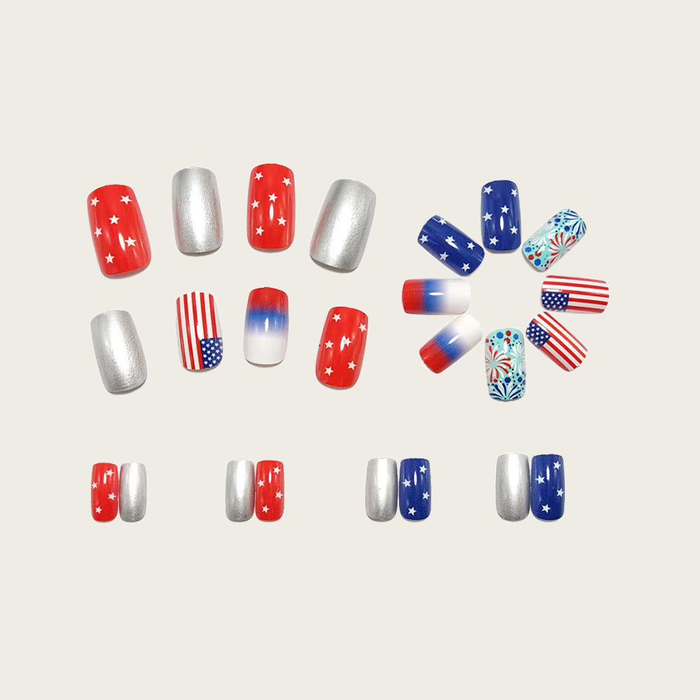 Artificial Nail Set with Patriotic Motifs Kalsten