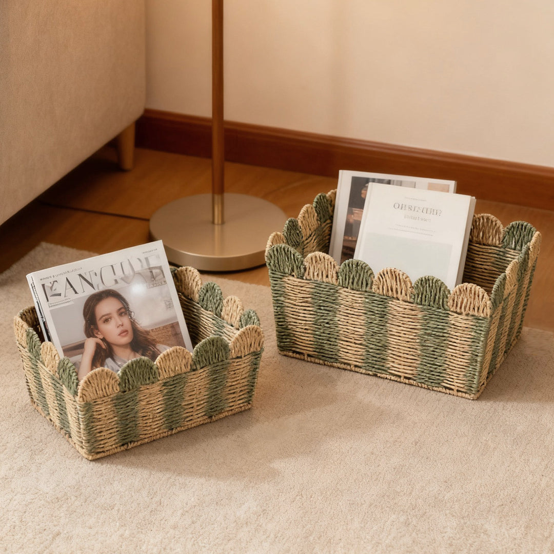 Handcrafted decorative basket with wave edge Kalsten