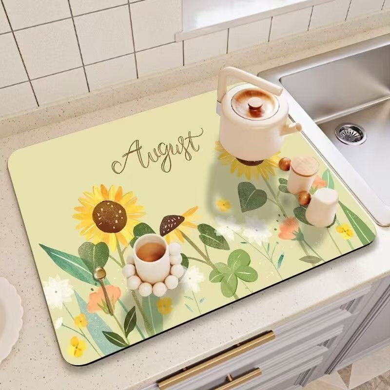 Decorative Floral Print Kitchen Counter Mat Kalsten