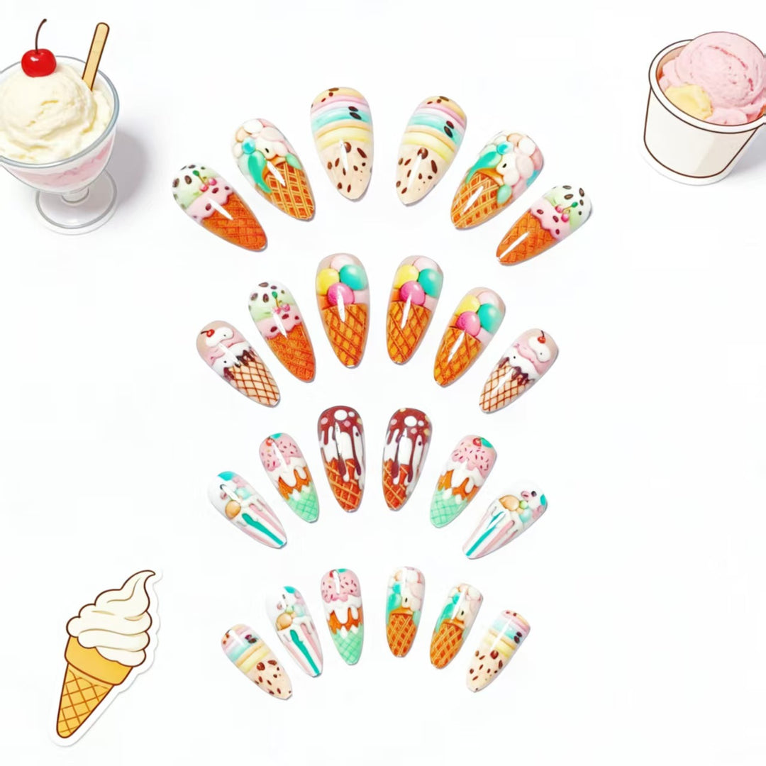 Artistic Ice Cream Cone Nail Art Kalsten