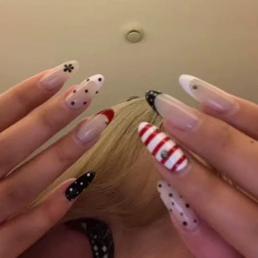 Artistic Stiletto Press-On Nail Set with Unique Patterns Kalsten