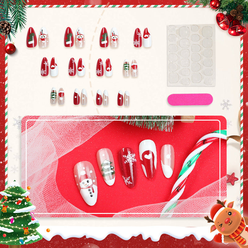 Artistic Holiday-Themed Press-On Nail Design