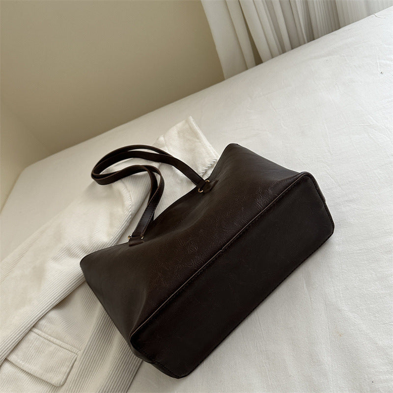 Classic Vegan Leather Shoulder Tote Bag