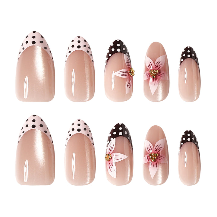 Artful Nail Extensions with Flower and Dot Design Kalsten