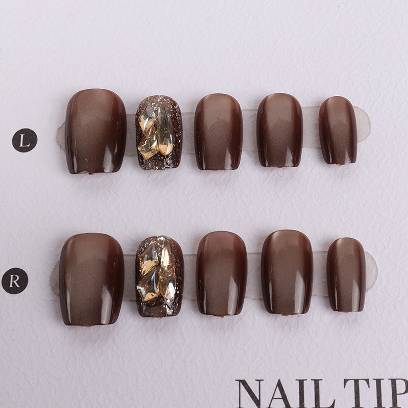 Premium Artistic Press-On Nail Set with Gem Accents Kalsten