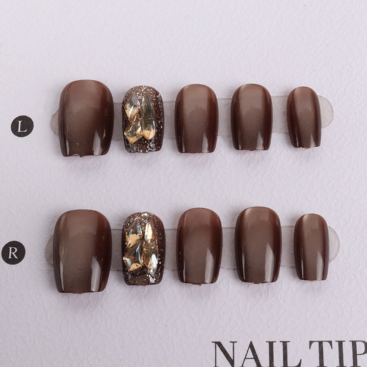 Premium Artistic Press-On Nail Set with Gem Accents Kalsten