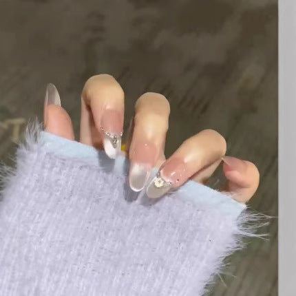 Premium Glossy Nail Tips with Heart Accents Kalsten