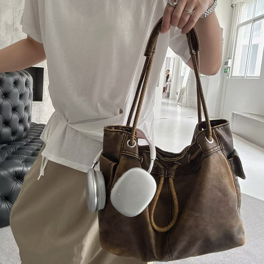 Distressed Leather Slouchy Tote