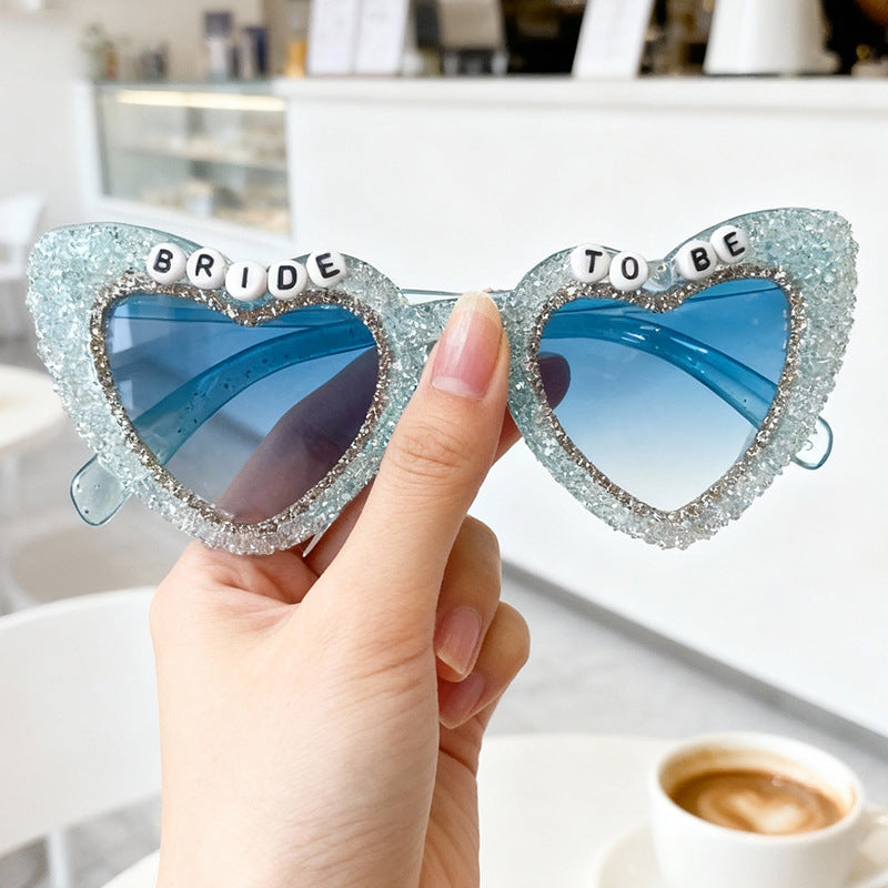 Rhinestone-Embellished Heart Sunglasses Kalsten
