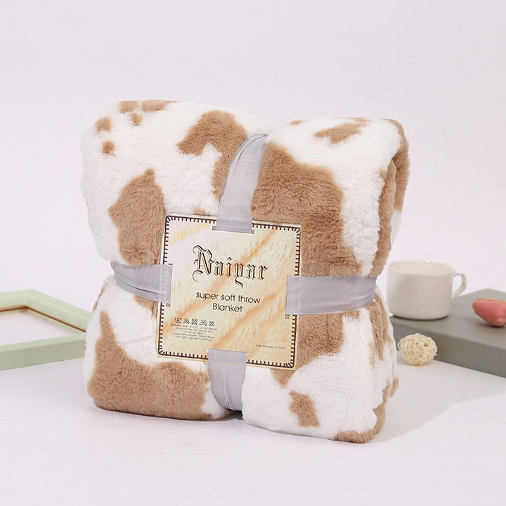 Ultra-Soft Cow Print Fleece Throw Blanket