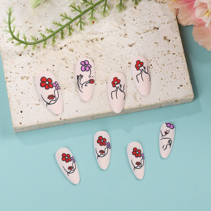 Handmade art nails with floral patterns Kalsten