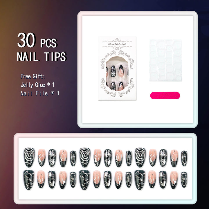 Artistic Galaxy-Inspired Press-On Nail Set