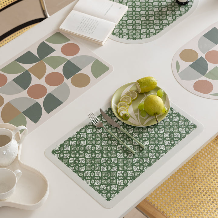 Wipeable retro placemats made of artificial leather with geometric pattern Kalsten