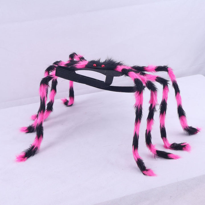 Costume headband with eight-legged plush spider and elastic headband