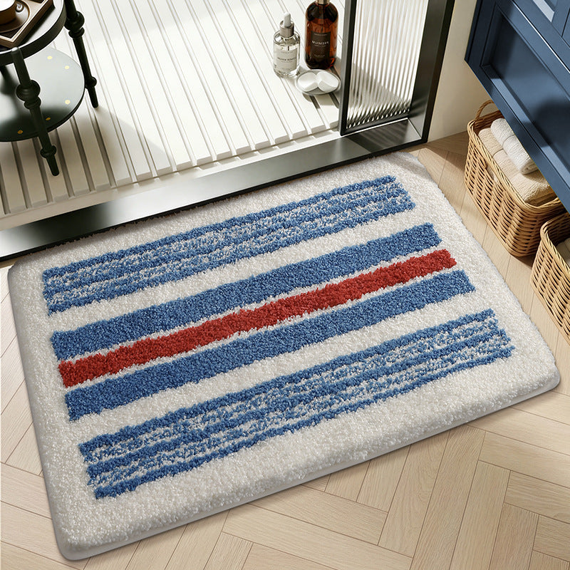 Plush Geometric Pattern Bath Mat