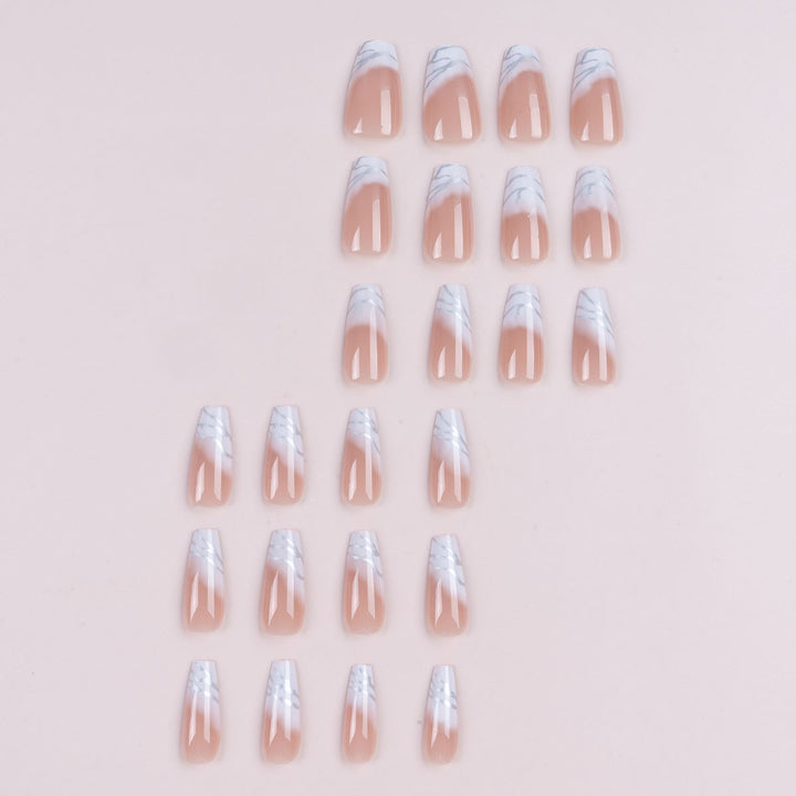 Elegant Marble French Tip Press-On Nails
