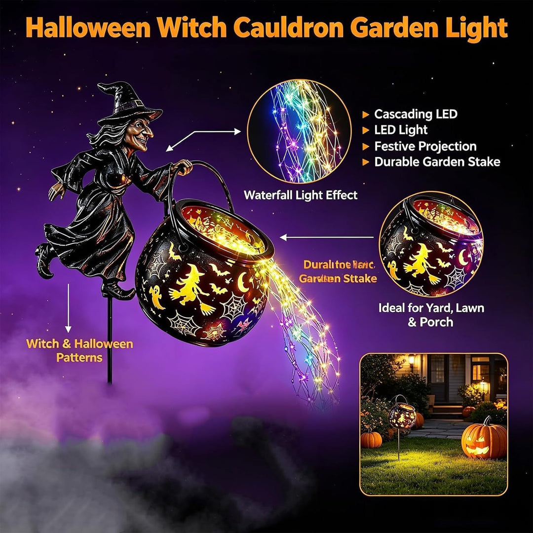 Garden decoration with illuminated witch figure Kalsten