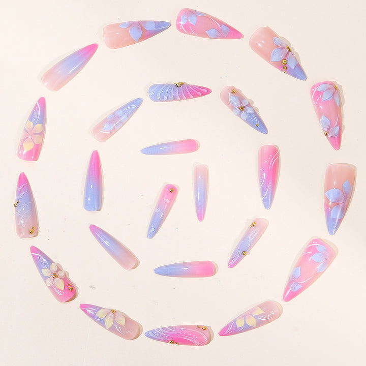 Luxury Floral 3D Stiletto Nail Art Extensions Kalsten