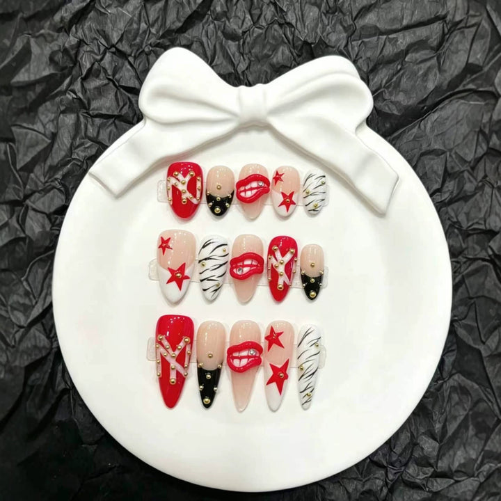 Artistic Press-On Nail Set with Unique Designs