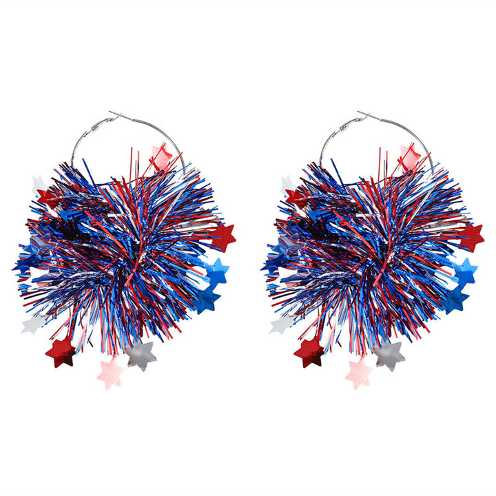 Unisex nan festive metallic tinsel pom pom hoop earrings Kalsten