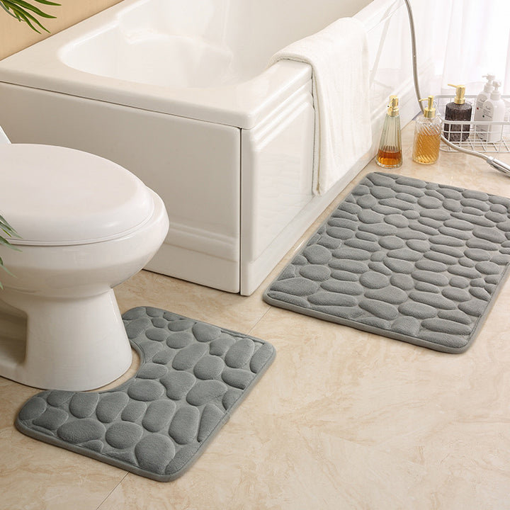 Textured Stone Pattern Bath Mat Set Kalsten