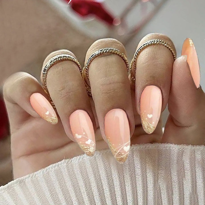 Stylish Glittery French Tip Press-On Nails Kalsten