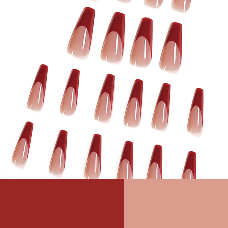 Elegant artificial nails with high-gloss finish and prominent French tip Kalsten