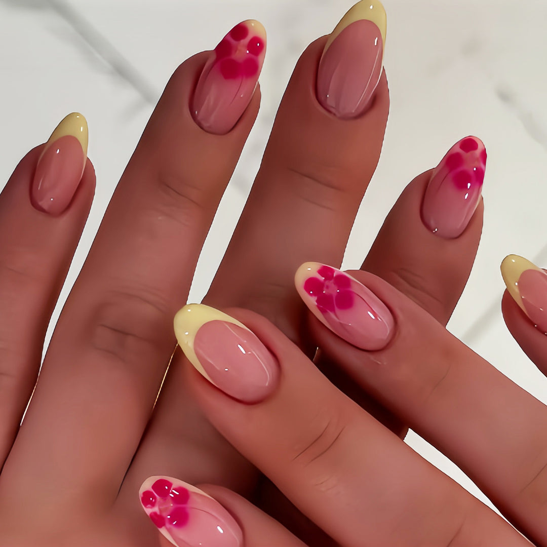 Floral-Accent French Tip Press-On Nail Set Kalsten