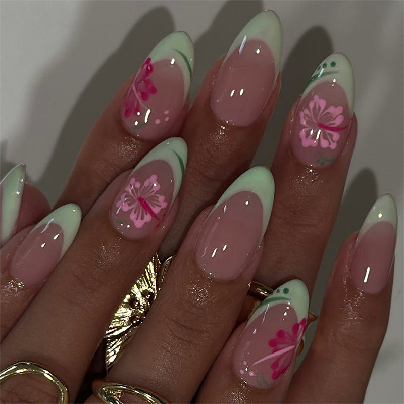 Acrylic nail set with stylish floral tips Kalsten