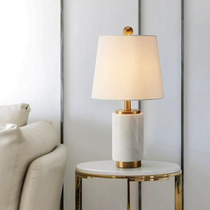 Marble Table Lamp with Gold Accents