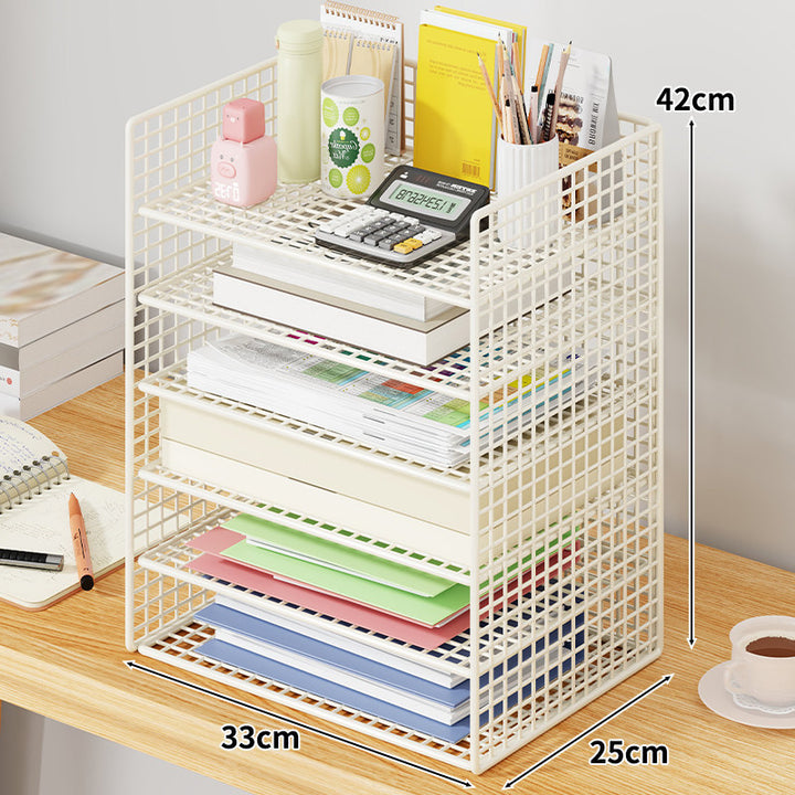 Mesh Two-Tier Desktop Document and Stationery Organizer