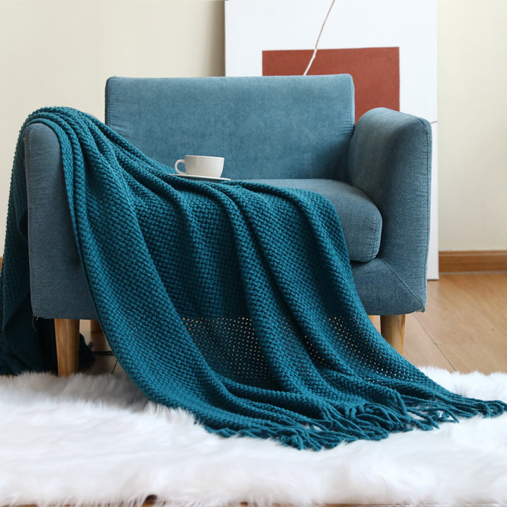 Woven Textured Knit Throw Blanket