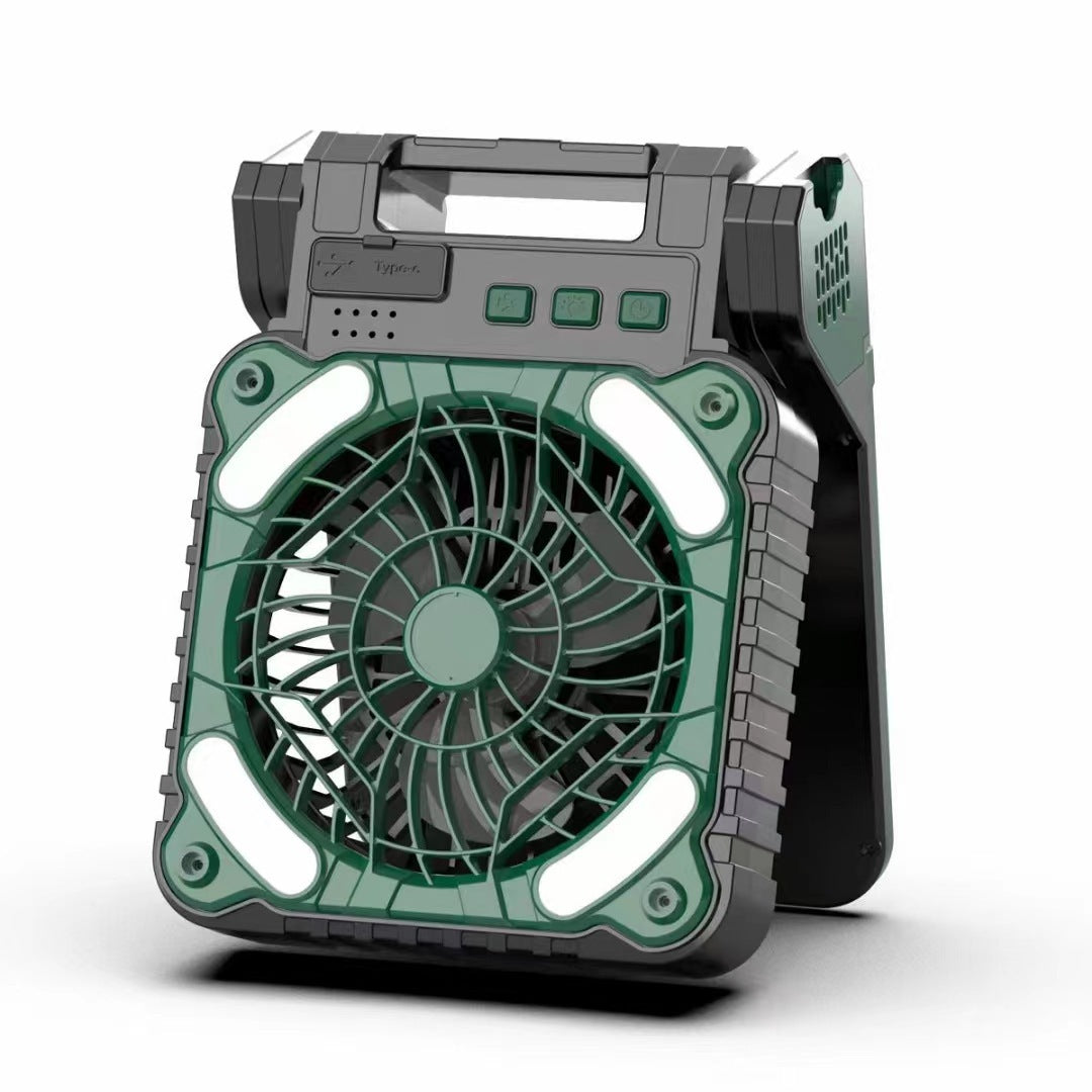 Unisex portable battery fan with LED work light power bank function and foldable handle Kalsten