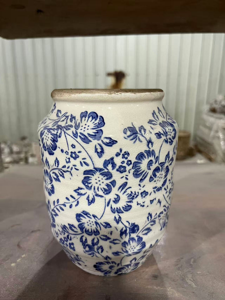 Floral ceramic flower pot with artistic pattern Kalsten